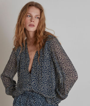 Picture of TAPAZ BLUE AND WHITE PRINTED BLOUSE